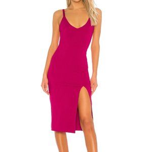NWT Lovers + Friends Lucie Side Slit Midi Dress In Fuchsia S